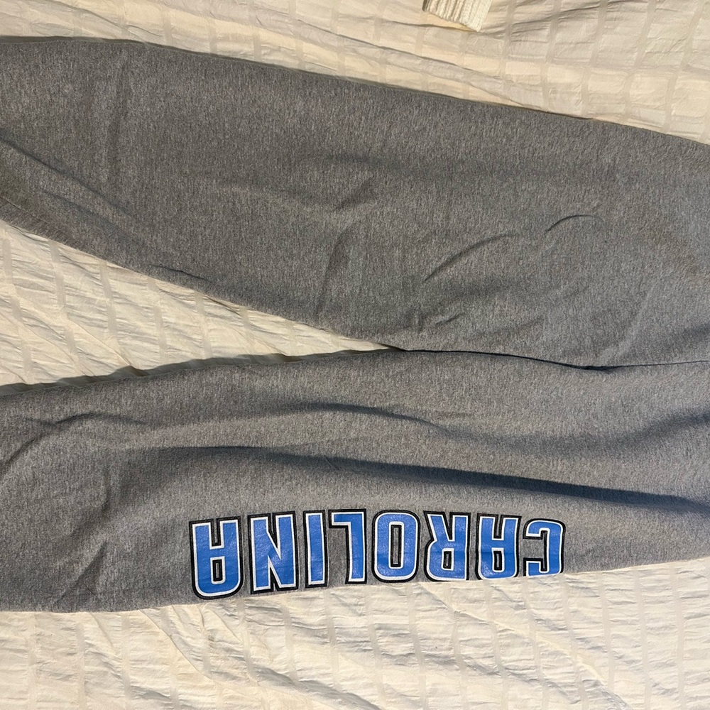 Gray Sweatpants with Blue 'CAROLINA' Print